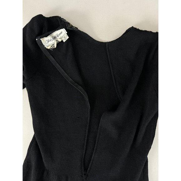 PAT SANDLER For Wellmore Vtg Black Knit Dress With Bead & Sequin Detail Sz 10 - Picture 10 of 11